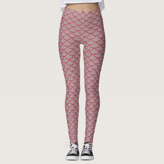 Rode zeemeerminschaal leggings (Voorkant)