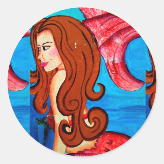 rode zeemietssticker ronde sticker (Voorkant)