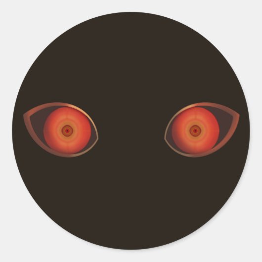 Rode zeer boze ogen ronde sticker (Voorkant)