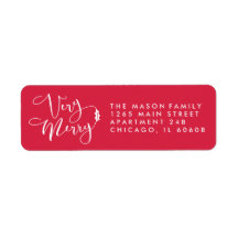 Rode zeer vrolijke kerst retour adres labels