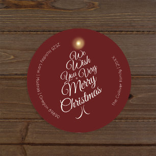 Rode zeer vrolijke kerstboom envelop afdichtingen ronde sticker