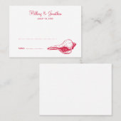 Rode zeeschelp strand thema bruiloft escort plaats plaatskaartje (Voorkant / Achterkant)