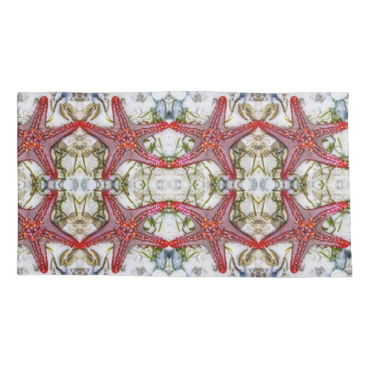 Rode zeester groot patroon kussensloop (Achterkant)