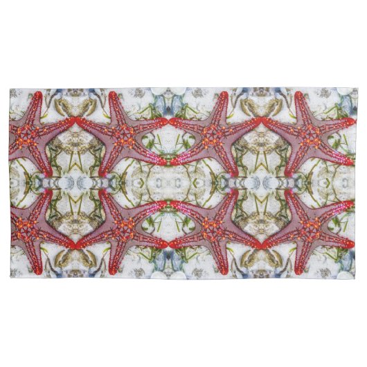 Rode zeester groot patroon kussensloop (Voorkant)