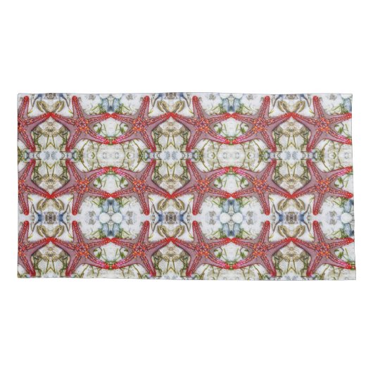 Rode zeester medium patroon kussensloop (Achterkant)