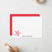 Rode zeester zee kust oceaan alle gelegenheid blan notitiekaartje (Voorkant / Achterkant in situ)