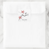 Rode zeesterren met Silver Coral Monogram Sticker (Tas)