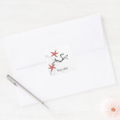 Rode zeesterren met Silver Coral Monogram Sticker (Envelop)