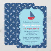 Rode Zeevaart het baby showeruitnodigingen van de Kaart (Voorkant / Achterkant)