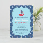 Rode Zeevaart het baby showeruitnodigingen van de Kaart (Staand voorkant)