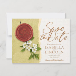 Rode zegel save the wedding datum uitnodiging