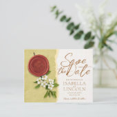 Rode zegel save the wedding datum uitnodiging (Staand voorkant)