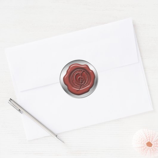 Rode zegelwasbrief G Ronde Sticker (Envelop)