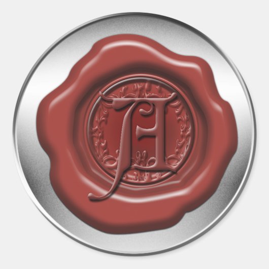 Rode zegelwax letter A Ronde Sticker (Voorkant)
