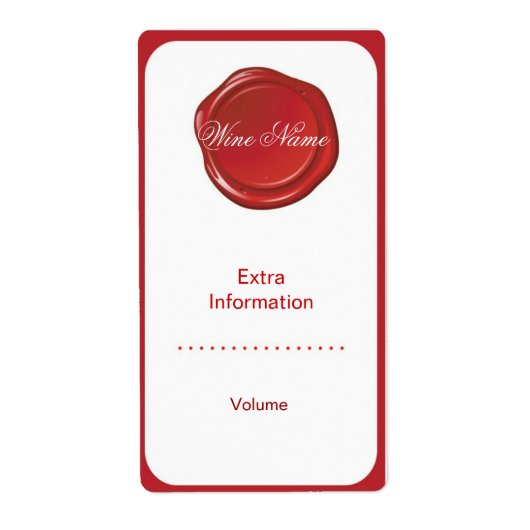 Rode zegelwijn etiket (Voorkant)