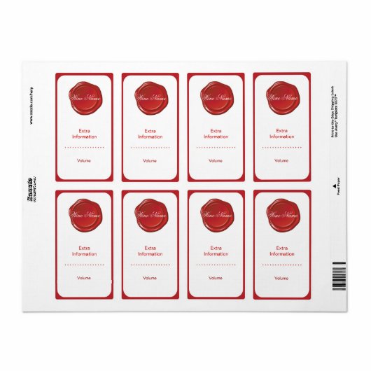 Rode zegelwijn etiket (Full Sheet)