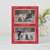 Rode Zegeningen Vrede Liefde Vreugde Kerstmis Twee Feestdagenkaart (Staand voorkant)