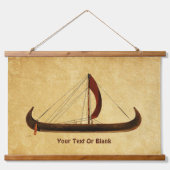 Rode Zeil Viking Schip Hangend Wandkleed (Voorkant)