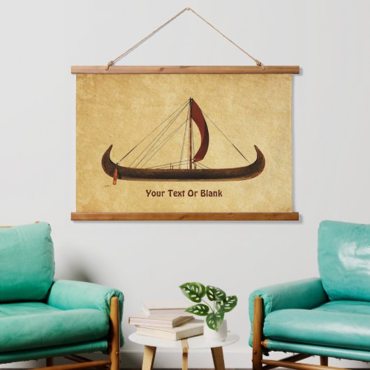 Rode Zeil Viking Schip Hangend Wandkleed (Woonkamer)