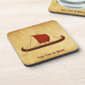 Rode Zeil Viking Schip II Bier Onderzetter (Linkerzijde)