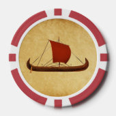Rode Zeil Viking Schip II Poker Chips (Voorkant)
