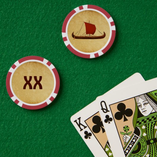 Rode Zeil Viking Schip II Poker Chips (Pokertafel (Dubbel))