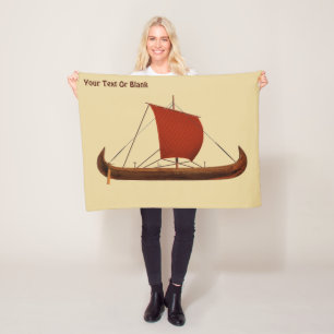 Rode Zeil Vikingschip II Fleece Deken