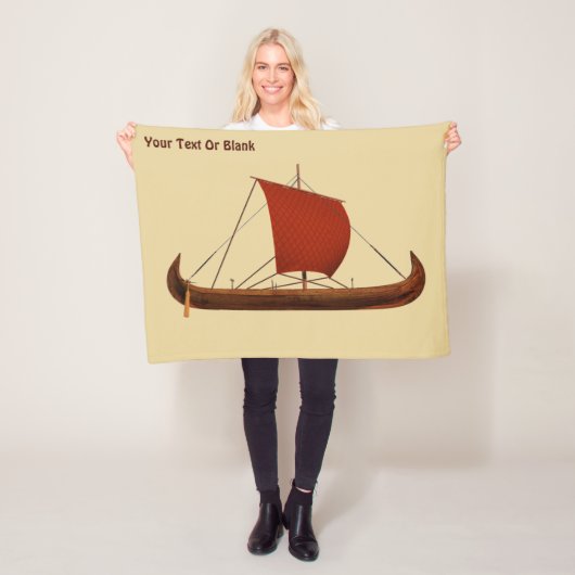 Rode Zeil Vikingschip II Fleece Deken (In situ)