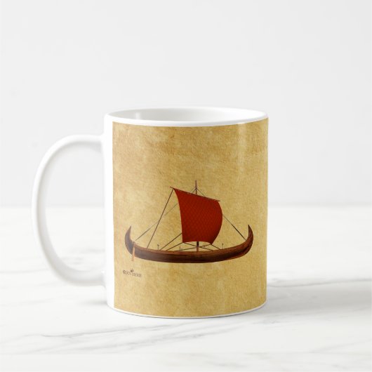 Rode Zeil Vikingschip II Koffiemok (Links)