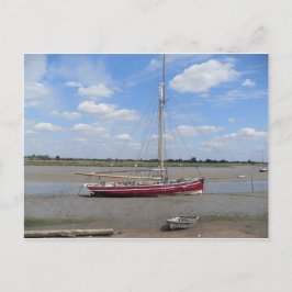 Rode zeilboot briefkaart