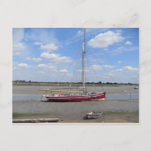 Rode zeilboot briefkaart (Voorkant)