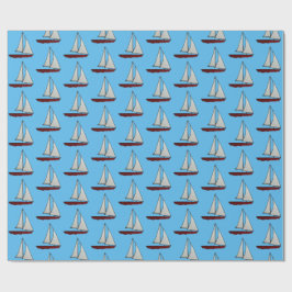 Rode zeilboot cadeaupapier