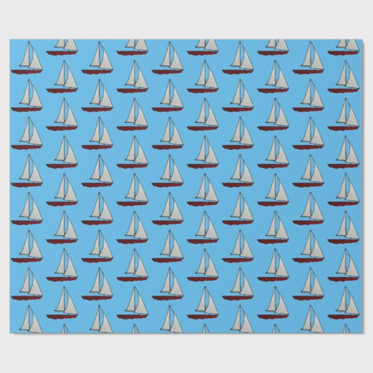 Rode zeilboot cadeaupapier (Vlak)