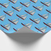 Rode zeilboot cadeaupapier (Hoek)