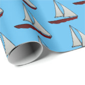 Rode zeilboot cadeaupapier (Rol Hoek)