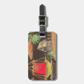 Rode Zeilboot Landschap Olie Schilderij Art Print Bagagelabel (Voorkant verticaal)