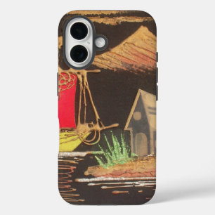 Rode Zeilboot Landschap Olie Schilderij Art Print iPhone 16 Hoesje