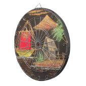 Rode Zeilboot Landschap Olie Schilderij Art Print Dartbord (Voorkant Rechts)