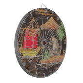 Rode Zeilboot Landschap Olie Schilderij Art Print Dartbord (Voorkant Links)