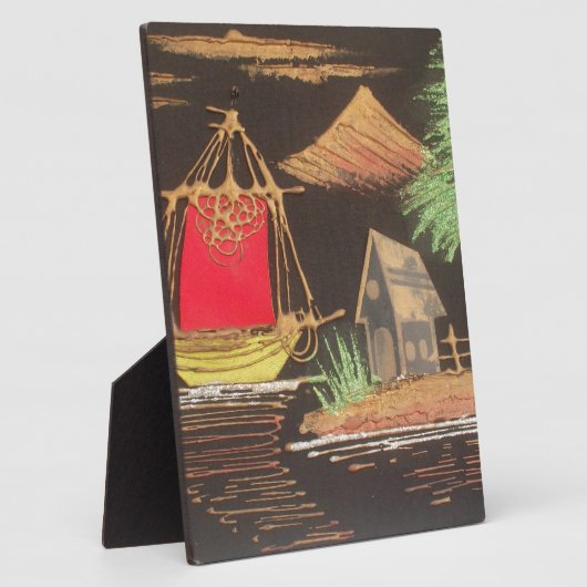 Rode Zeilboot Landschap Olie Schilderij Art Print Fotoplaat (Zijkant)