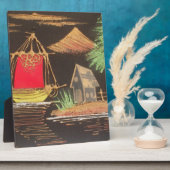 Rode Zeilboot Landschap Olie Schilderij Art Print Fotoplaat (Zijkant)