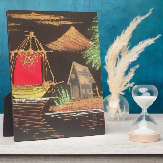 Rode Zeilboot Landschap Olie Schilderij Art Print Fotoplaat (Zijkant)