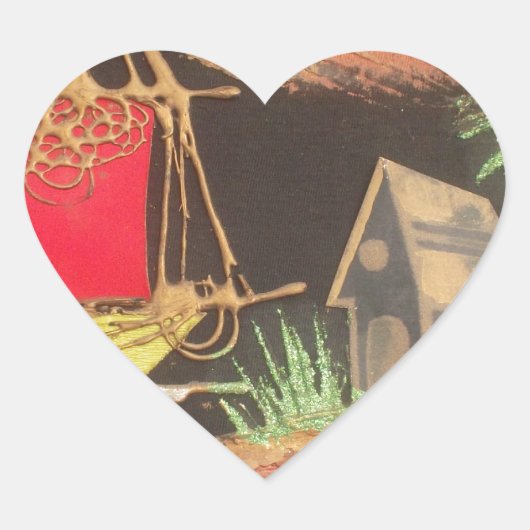 Rode Zeilboot Landschap Olie Schilderij Art Print Hart Sticker (Voorkant)