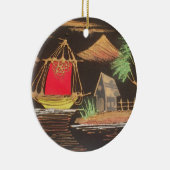 Rode Zeilboot Landschap Olie Schilderij Art Print Keramisch Ornament (Rechts)