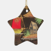 Rode Zeilboot Landschap Olie Schilderij Art Print Keramisch Ornament (Rechts)