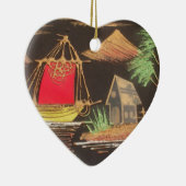 Rode Zeilboot Landschap Olie Schilderij Art Print Keramisch Ornament (Rechts)