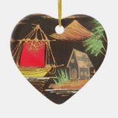 Rode Zeilboot Landschap Olie Schilderij Art Print Keramisch Ornament (Voorkant)