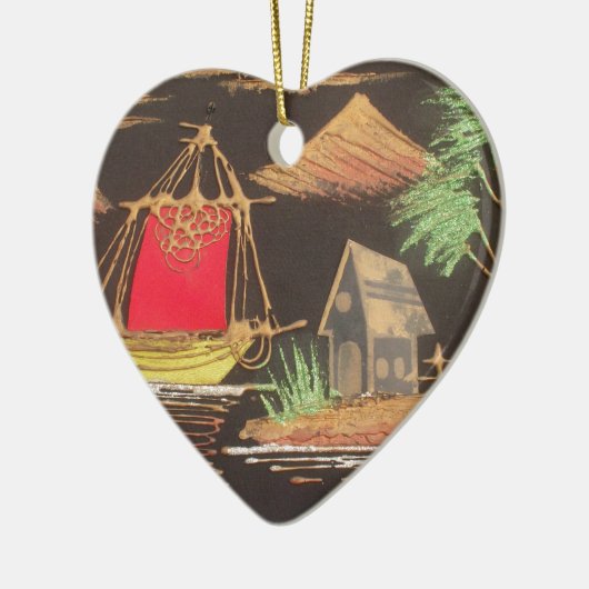 Rode Zeilboot Landschap Olie Schilderij Art Print Keramisch Ornament (Links)