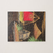 Rode Zeilboot Landschap Olie Schilderij Art Print Legpuzzel (Horizontaal)