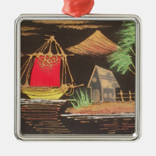 Rode Zeilboot Landschap Olie Schilderij Art Print Metalen Ornament
